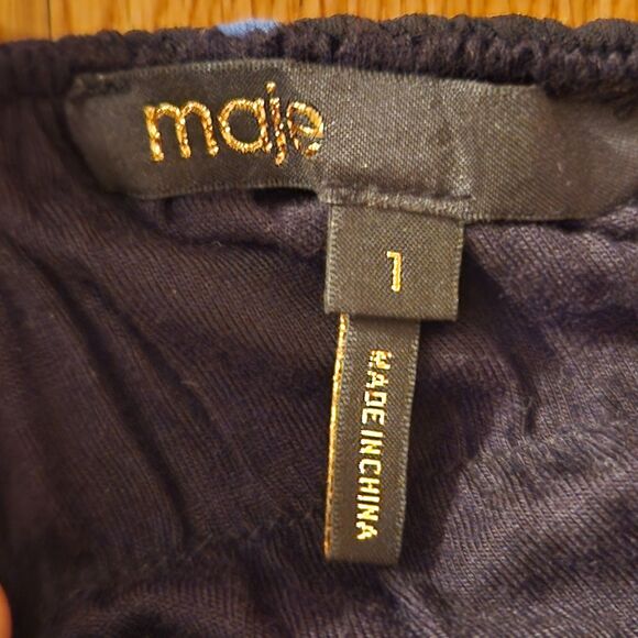 Maje Unique "Jiji Bird" Print Flowy Chiffon Skirt, Black-Multi, Sz (1 XS-S) - Picture 6 of 13